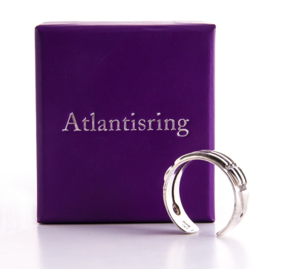 atlantisring, sterling silber, damengöße, offen, in schmuckdose