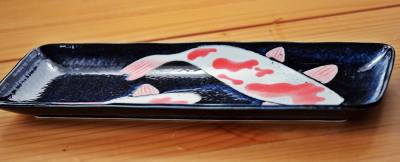 Sushi-Platte blau mit KOI, Karpfen-Motiven
