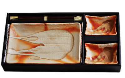 sushi-sett hanabi von edo japan 2 kleine schalen und eine große mit stäbchen für 2 personen