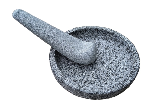 ein indonesischer Mörer, ein Tjobek aus granit, 18cm, mit Stössel