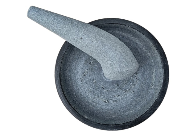 ein indonesischer Mörer, ein Tjobek aus granit, 18cm, mit Stössel