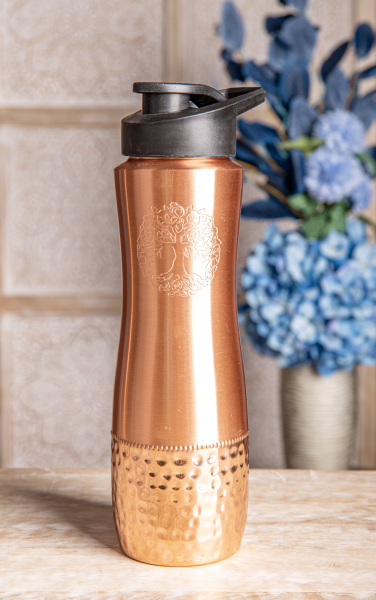 Kupfertrinkflasche 850ml mit Symbol Baum des Lebens