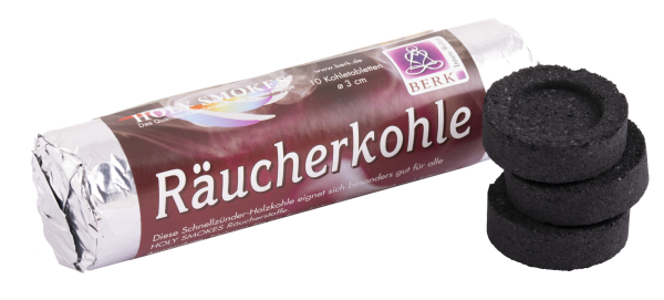 Kohletabletten, 10er Rolle, Schnellzünder-Rauchfaßkohle zum Räuchern