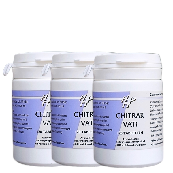 Vorratspack Chitrak Vati-tabletten mit plumbago zeylanica